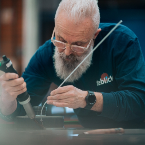 Teblick plastic welder working on specialty item 